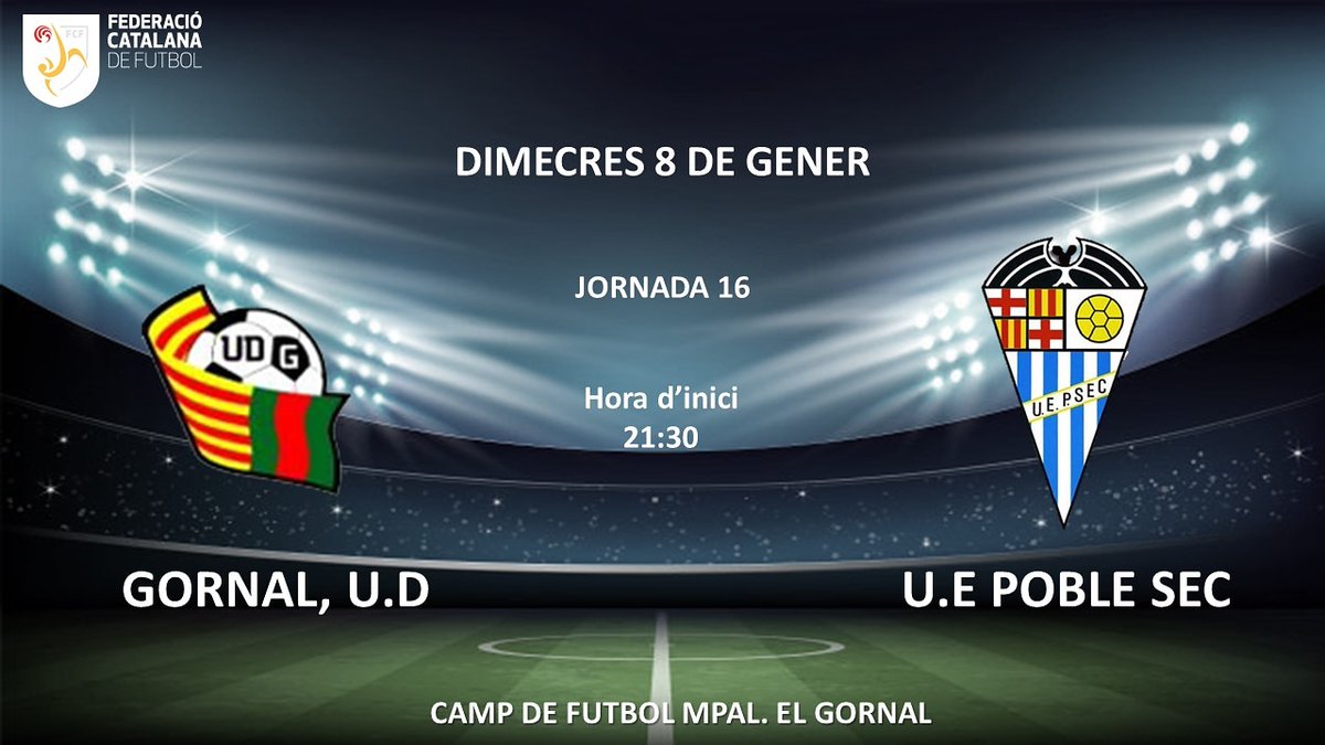 Día de partido
Gornal UD VS UE Poble sec
📅 8 de Enero
⌚21:30
🏟️ Camp de fútbol mpal. Gornal
#diadepartido #uepoblesec #poblesec #gornal #fcf #udgornal