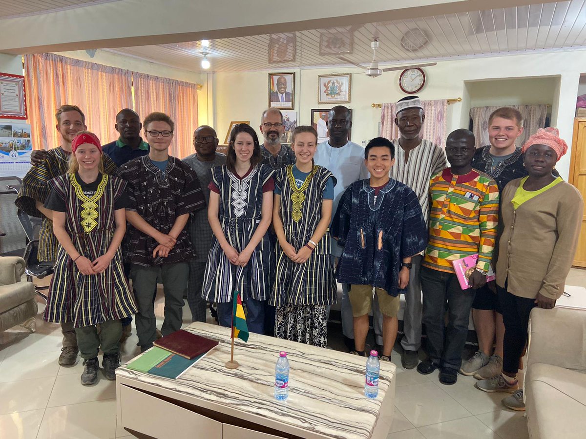 Were honored to be invited &amp; received by Regional Minister Dr Hafiz Bin Salih, governor of the Upper West Region of Ghana. He heard about our <a href="/EWBISU/">EWB ISU</a> water &amp; clinic projects in the Ullo traditional area. He commended our students &amp; presented each of us a traditional smock. WOW!!!