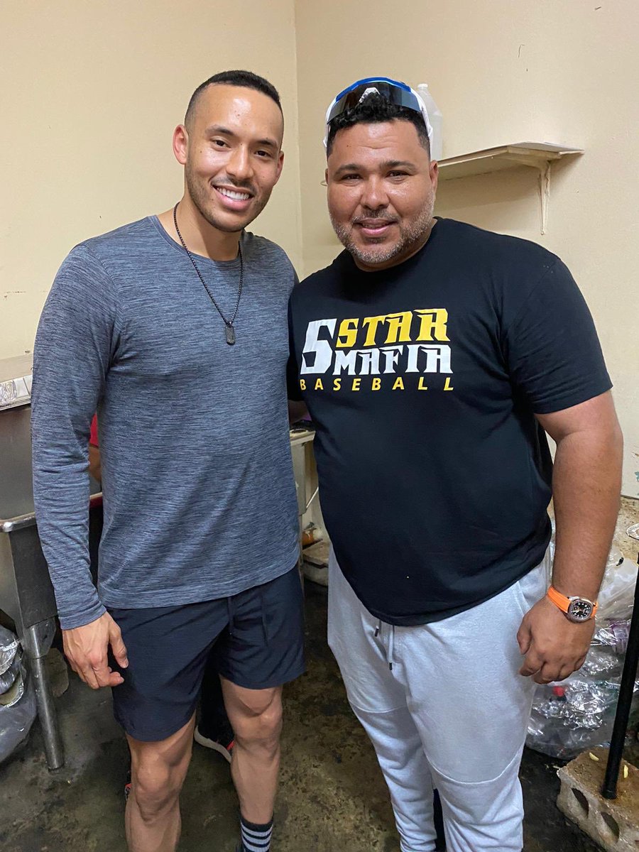 FiveOrlando's tweet photo. Five Star Orlando Baseball owner Randy Ruiz with Houston Astros shortstop Carlos Correa in Puerto Rico, supporting the Carlos Correa Foundation.  Five Star Orlando Baseball giving back to the community in support of Puerto Rico and Carlos Correa. @WarriorsJax https://t.co/KZAacZlVgM