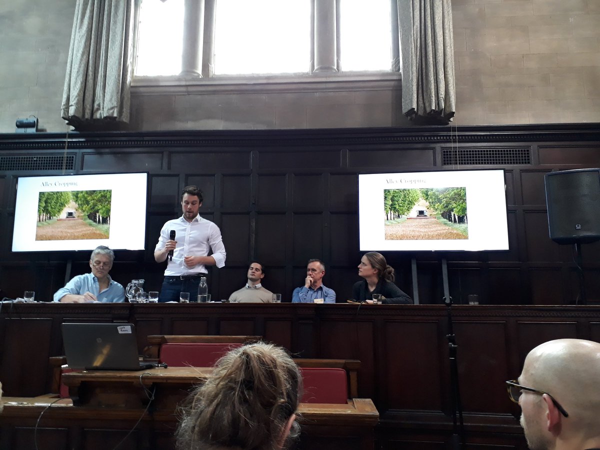 #agroforestry session at Oxford Real Farming Conference. <a href="/FoodAndForest/">Food & Forest</a> showing how alley cropping can be profitable, despite lack of payment support.  #ORFC20 #farming