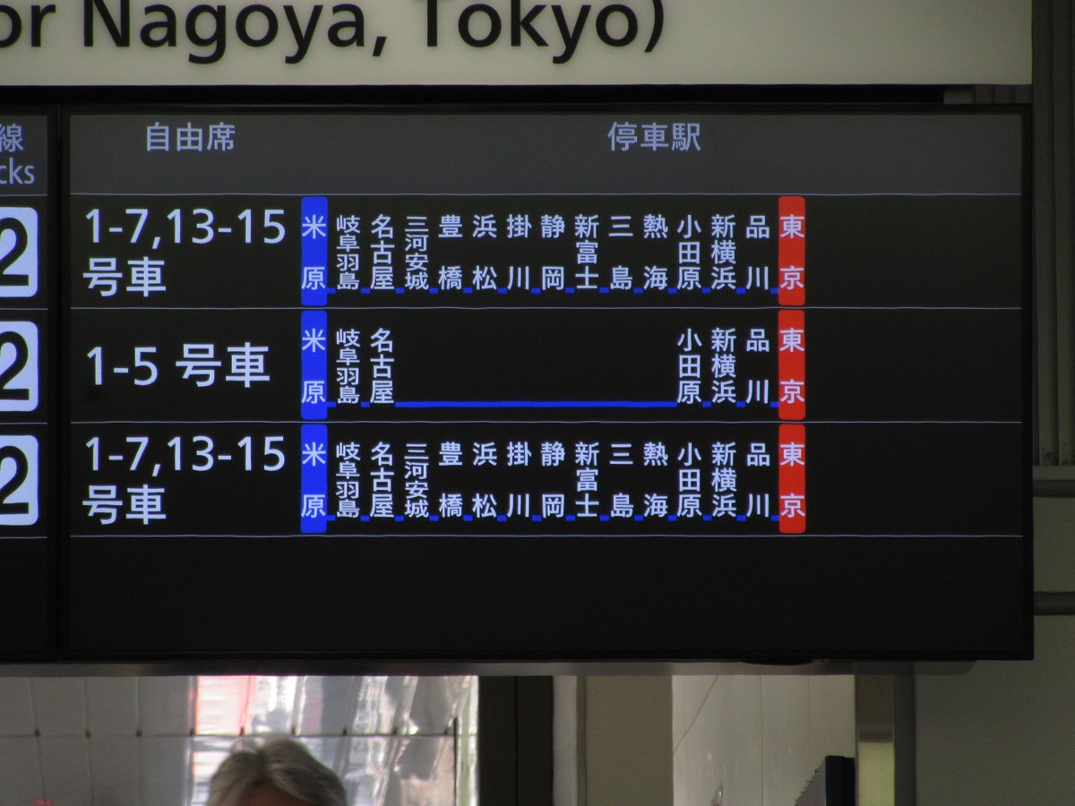 最近LCDになったと噂の米原駅新幹線のりかえ口発車標 4段表示なん