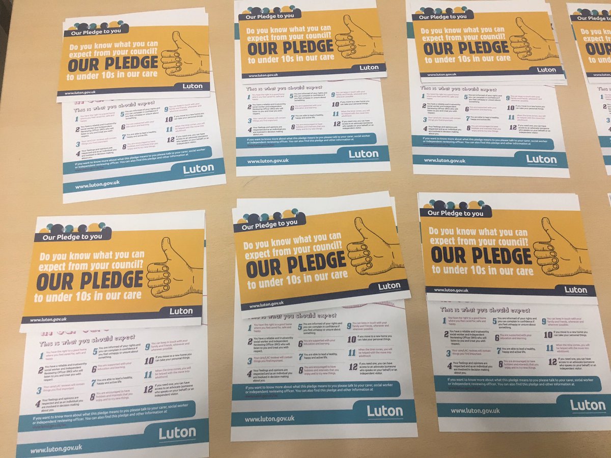 YP_Luton's tweet photo. Just a few of the Pledge packs, ready for our C&amp;YP to hand out to the @DofE Step Up to Social Work trainees this afternoon #CEP #YouthVoice #ChICC @luton_learning @lutoncouncil https://t.co/9gMMmdKGUD