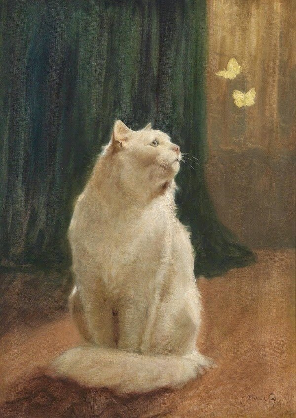 #Art... Cat and Butterflies (1890) #ArthurHeyer