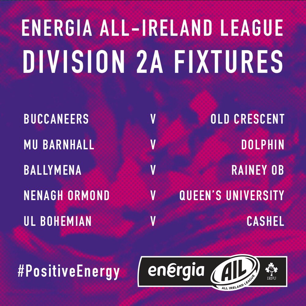 REMINDER:
Our #EnergiaAIL game against ⁦<a href="/buccaneersrfc/">Buccaneers RFC</a>⁩ in Dubarry Park in Athlone next Saturday will kick off early at 1.30pm.

See you there!