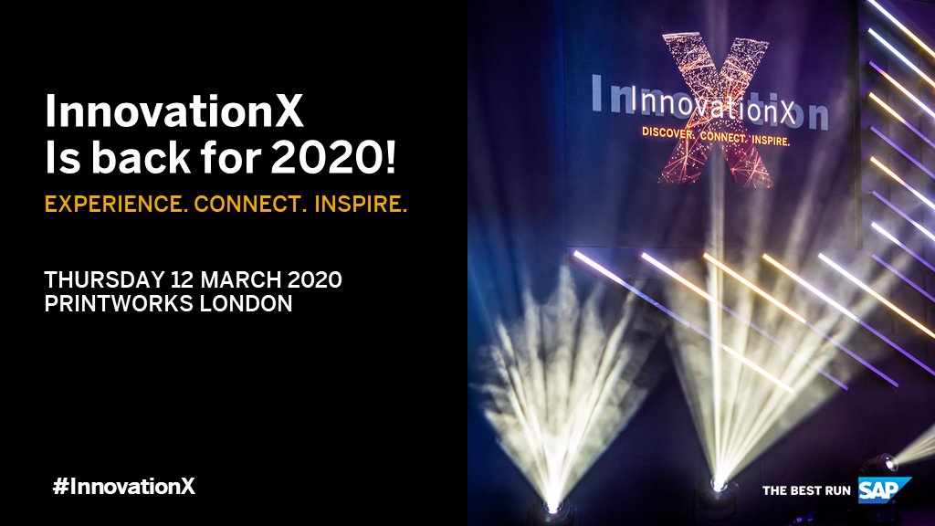 Get ready to experience innovation at its best! Join us at the Printworks, London on the 12th March for #InnovationX! Register here: http://sap.to/60121wxcm