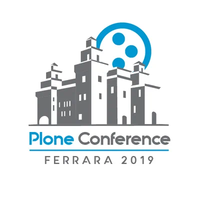 Plone conference 2019 logo, Ferrara, Italy