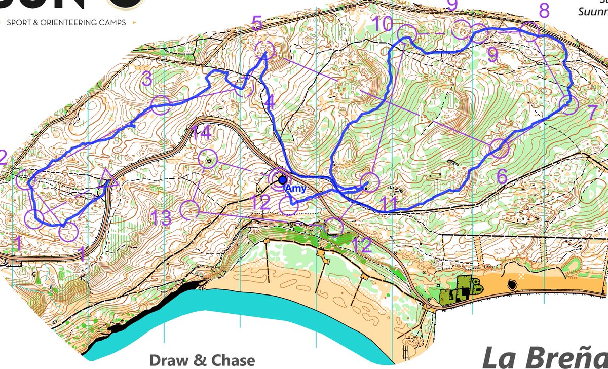 Tällaista tänään: itse piiretty kartta, jonka piirtämiseen kulutettu aikaa mahd. vähän. Jonkin verran koukkua tuli kyllä, mutta yleisesti ottaen meni ihan hyvin.
#juniorTeamfininSpain