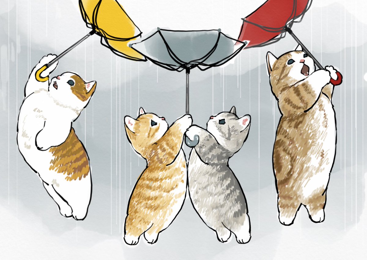 「傘のお花が咲いたよー☔️ 」|ぢゅの🐈のイラスト