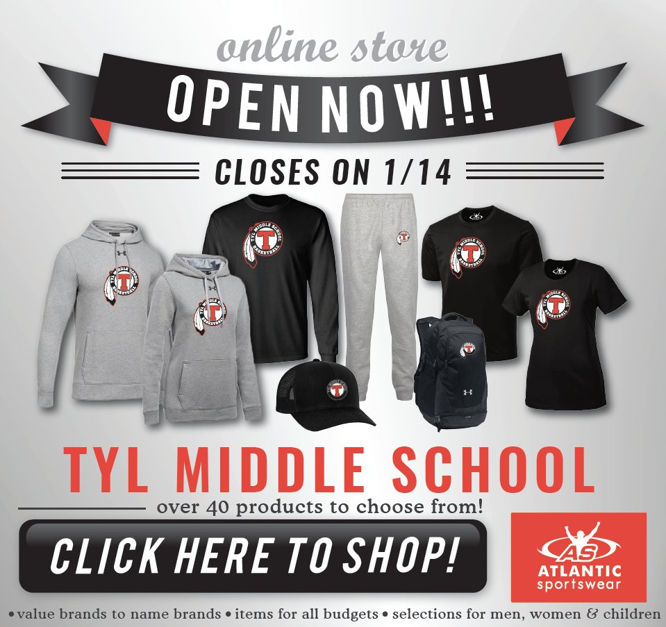 Store is open! Please consider helping out our athletic programs here at Tyl!
pws.atlanticsportswear.com/product-cat/ty…