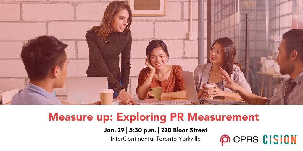 CPRSToronto's tweet photo. Join us for a discussion on everything related to PR measurement &amp; evaluation. Our expert panelists will talk about the current state of measurement in the industry, how measurement is used in PR programs &amp; where PR measurement is headed. 
Tickets: https://t.co/nQ9doh6lW9 https://t.co/5gDVcLvKeY