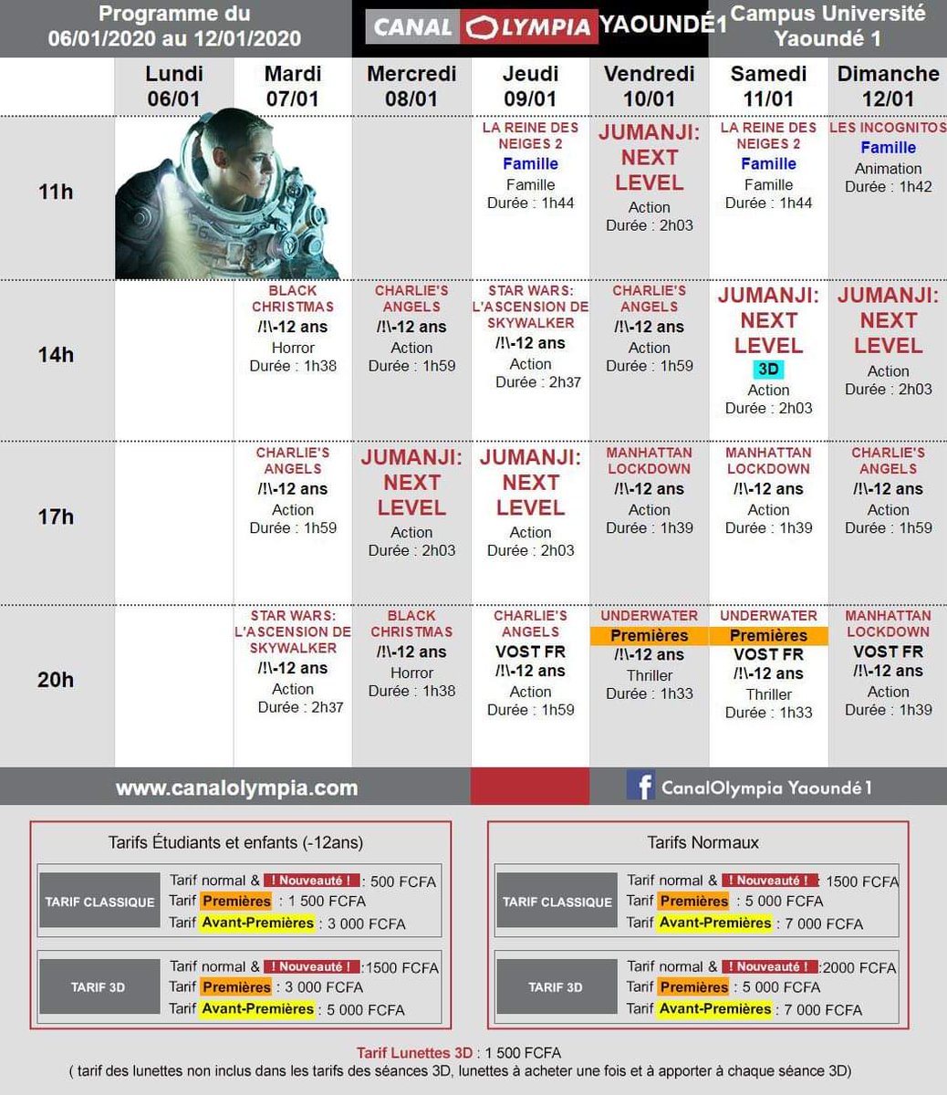 Ledawa's tweet photo. PROGRAMME DE LA SEMAINE 
#CANALOLYMPIABESSENGUE 
#CINEMAEDEN 
#DOPE #CINEADDICT 
#DCLP #YCLM 
#DISHCO 
#DigitalShareContents https://t.co/hC6YR35M20