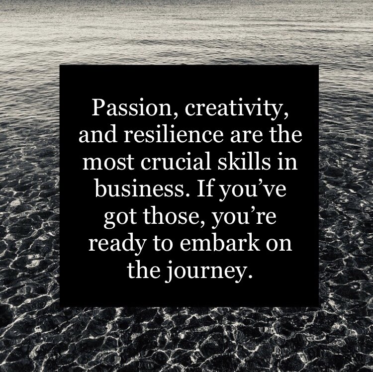 Some wise words from <a href="/JoMaloneLondon/">Jo Malone London</a> 

Have you got these skills? 

Are you ready to take the plunge into the world of business? 

If you have, then what are you waiting for?

#jomalone #passion #creativity #resilience #business