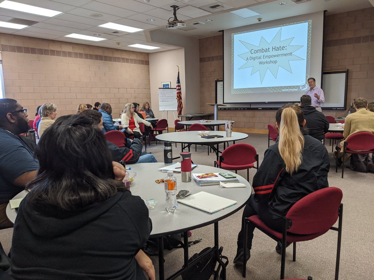 REVHSwildcats's tweet photo. @REVHSwildcats staff learning about combating hate with the @simonwiesenthal center. Eye opening. Doing it #therevway. https://t.co/yqO63ndpzu