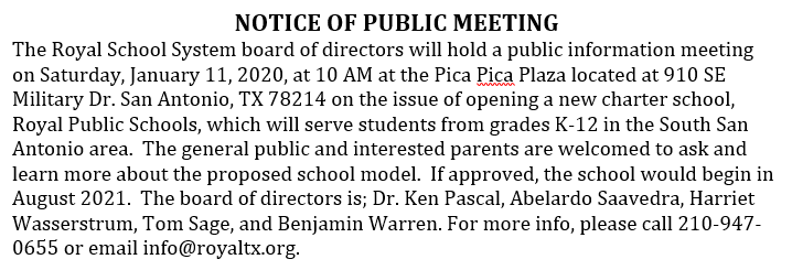 We have two important events coming up.  Join us and meet Royal Board members to learn about our proposed programs; Saturday at 10 AM Pica Pica Plaza.