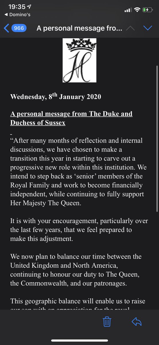BREAKING: PRINS HARRY en MEGHAN kiezen ervoor terug te stappen als ‘senior members of The Royal Family’. Dit doen ze met steun van Koningin Elizabeth. Ze worden financieel onafhankelijk.