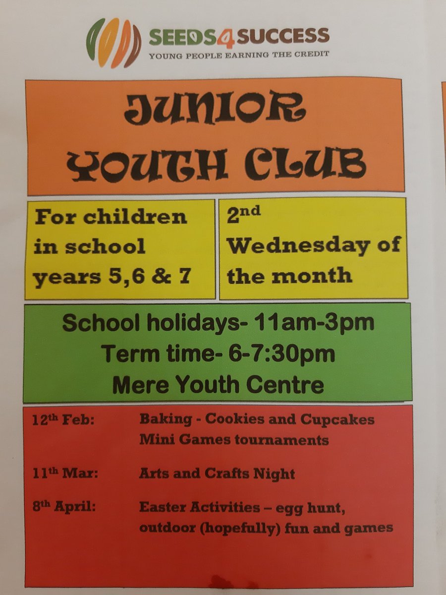 Junior youth club every 2nd Wednesday of the month. School years 5, 6 &amp; 7 
#seeds #seeds4success #youthwork #S4S #junioryouthclub