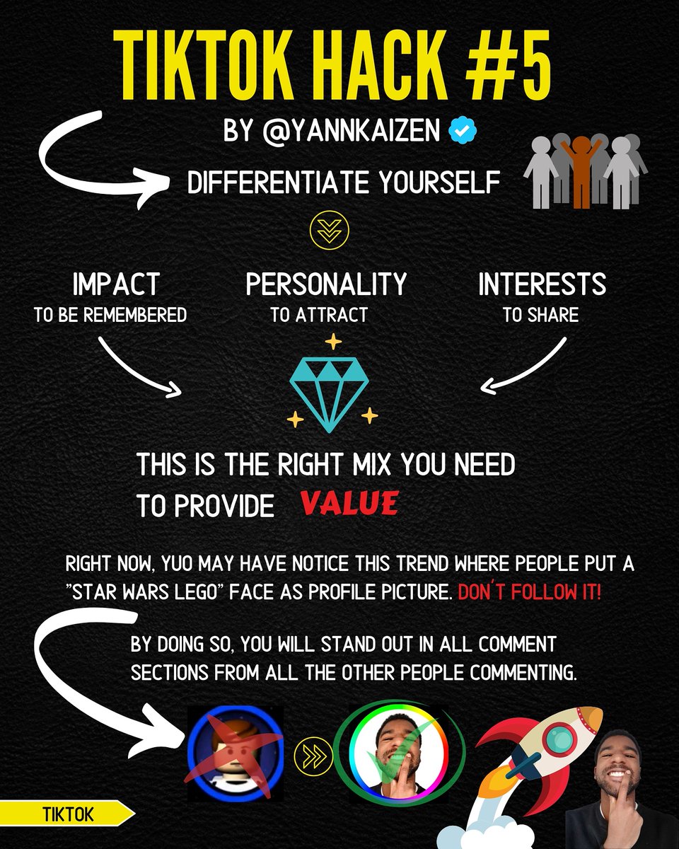 imtheprocesss's tweet image. TikTok Hack #5 STAND OUT FROM THE CROWD!
.
#tiktoktrends #tiktokalgorithm #tiktokgrowth #tiktokviral #tiktokstrategy #tiktokhacks #garyveechallenge