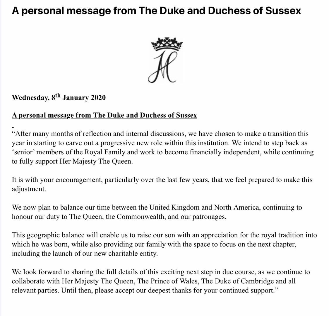 Image result for a personal message from the duke and duchess of sussex