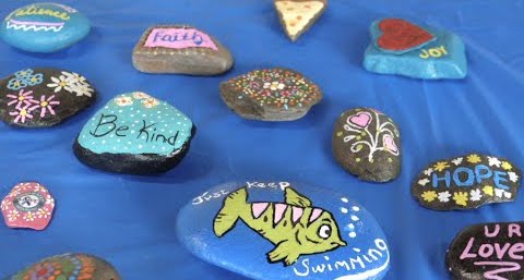 Rocks painted by the Women of AT&T