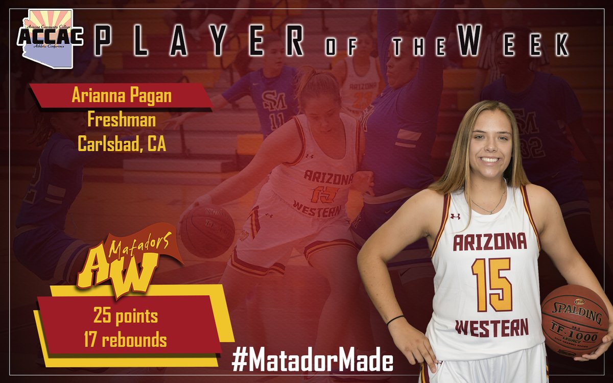 AWCMatadors's tweet photo. 🏅Pagan's fourth straight double-double snags ACCAC Player of the Week Honors!

https://t.co/DeTjQJsWJq https://t.co/5hqcuBD62Y