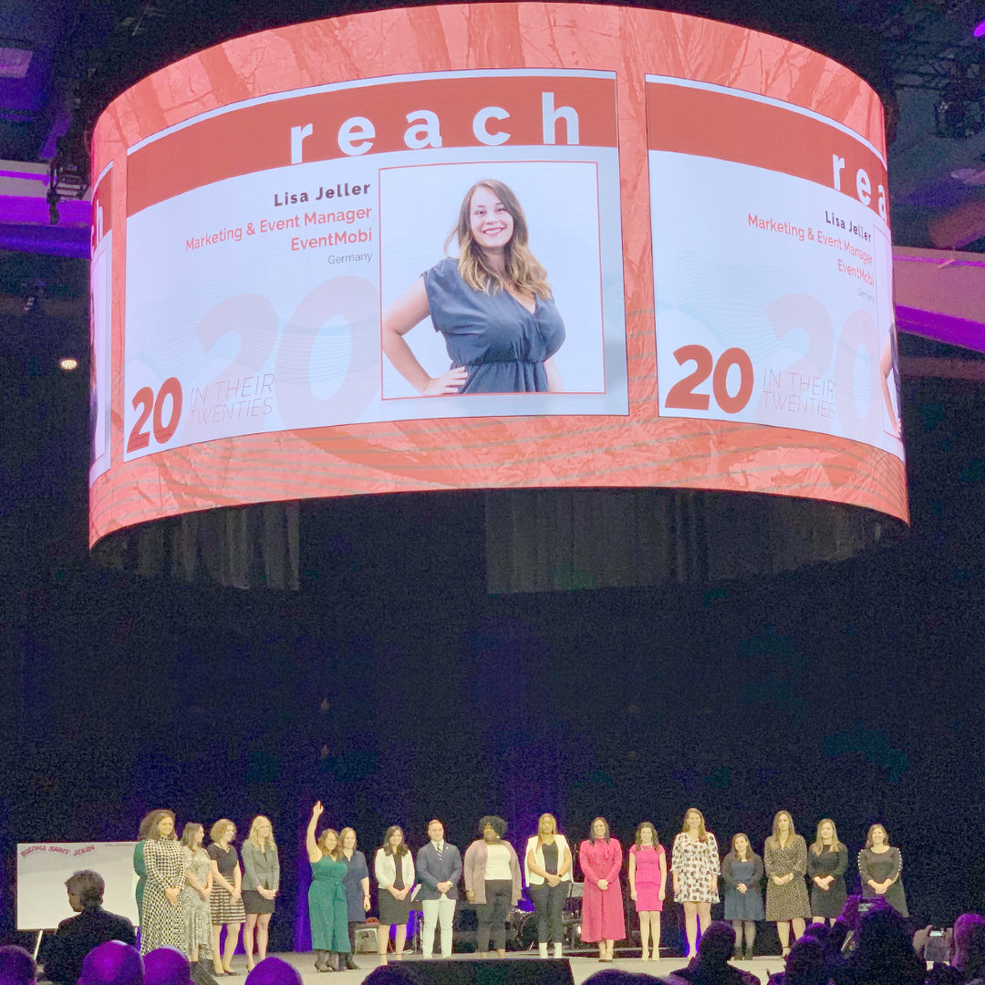 EventMobi's tweet photo. To be recognized as a business leader in your industry's generational cohort is something most of us aspire to but few achieve; however #EventMobi Berlin team member Lisa Jeller has done just that by winning a coveted spot in the #PCMA's annual '20 in their 20's' class. #PCMACL https://t.co/kvXiCQxSHz