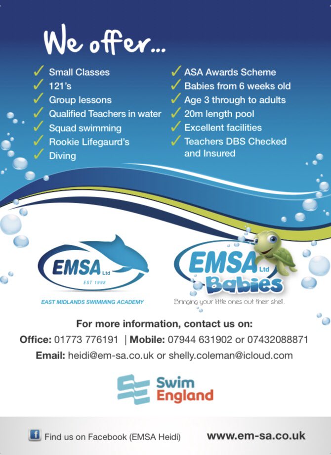 Betteridge11's tweet photo. New venue opening at Grace Dieu Swimming Pool.. if you or your family are looking to learn to swim or improve your swimming technique.
Contact via email/mobile number on the leaflets below.
Or...
ginatovellcoleman@hotmail.co.uk https://t.co/GtxuliUVNi