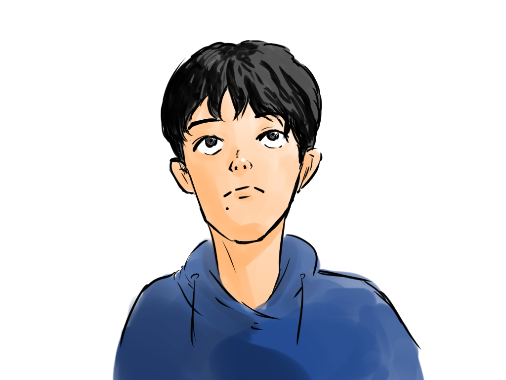 悩んだときに上を見る癖があるらしくて、机の鏡見たらだいたいこんな顔しとる 