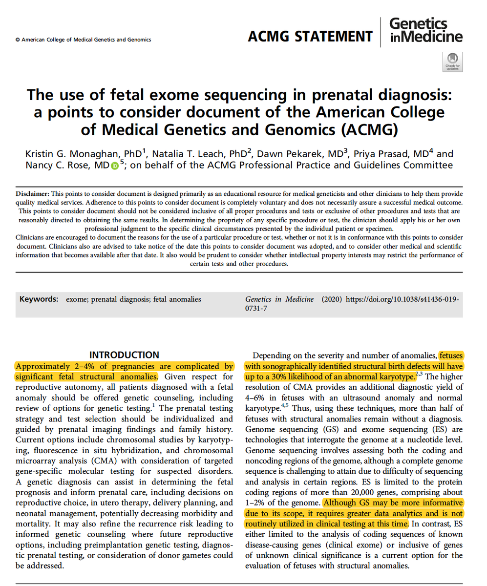 Genome sequencing for sick newborns is getting legs and someday will likely become standard practice. Now we're (<a href="/TheACMG/">ACMG</a>) talking (points to consider) about fetal sequencing  nature.com/articles/s4143… <a href="/GIMJournal/">Genetics in Medicine</a> #openaccess by Kristin Monaghan and colleagues