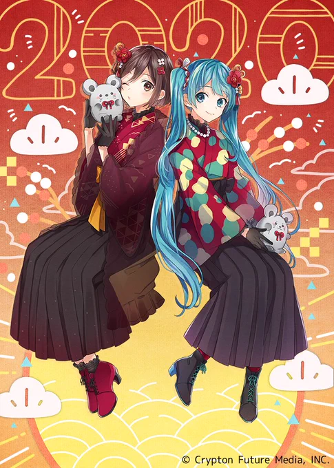 改めまして!「初音ミクぐらふぃコレクション なぞの音楽すい星」の『迎春レインボーラッシュ第二弾』のカードイラスト描かせていただきました!?毎年恒例になって嬉しい～ 宜しくお願い致します! #ミクコレ 