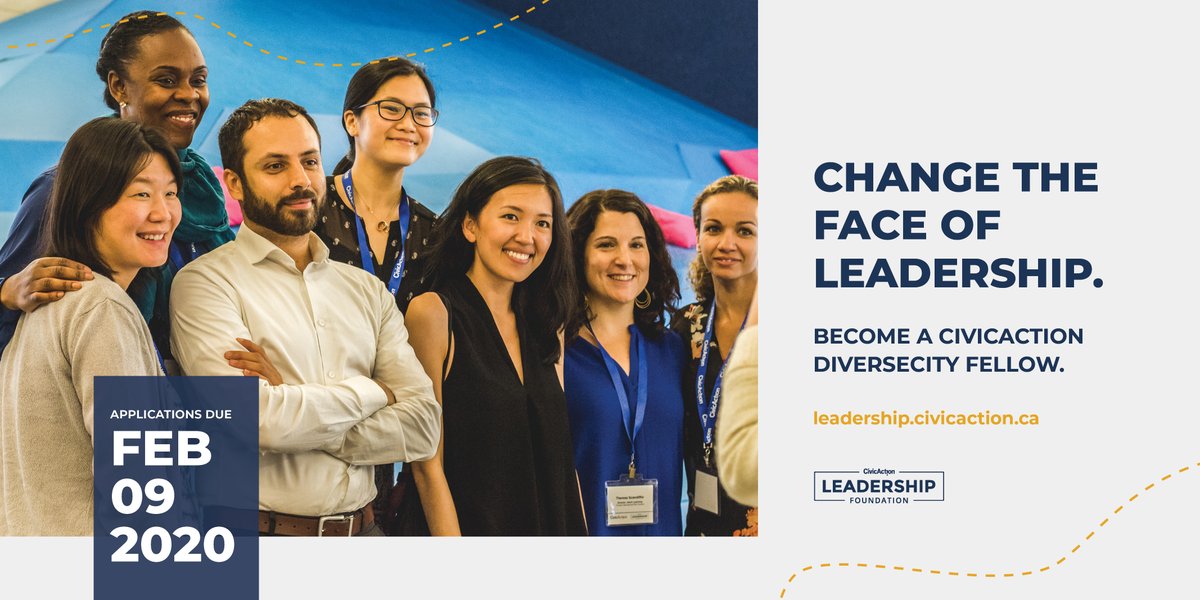 CivicActionCA's tweet photo. Applications are now open for #DiverseCityFellows! 

As a CivicAction DiverseCity Fellow you will supercharge your leadership skills &amp; network, explore urban issues, &amp; discover how to make the positive change you want to see in the world.🌎

Apply today: https://t.co/tKZX6zw130 https://t.co/EPChtyGtVY