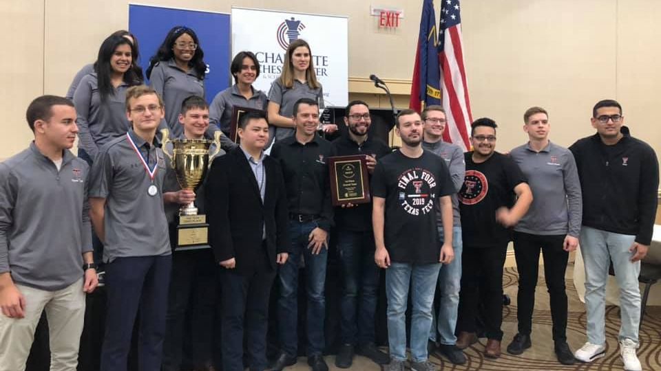 TexasTech's tweet photo. ♞ We're a Chess school too! 

Finishing 6-0, the #TexasTech Knight Raiders took first place at the Pan-American Intercollegiate Chess Championship! The win secures the team a spot in the "Final Four" of chess! https://t.co/0j3WjIvmH8 #DegreesOfImpact @TTU_Chess https://t.co/67R2xvlWtZ