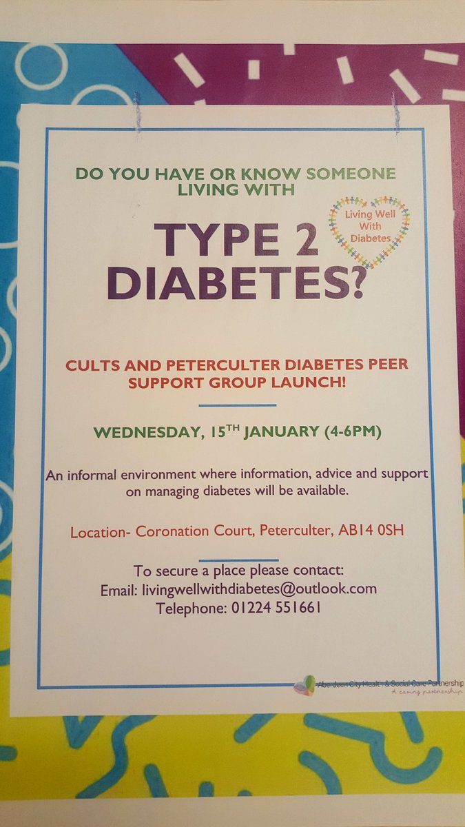 kittentratra's tweet image. Have you heard about the exciting launch of the new Cults and Peterculter Livingwell with Diabetes peer support group? Everyone is welcome! @DiabetesScot @HSCAberdeen @sthomson_ @sandramacleod14 @hayleylouross @louise_argo @NHSGrampian @Sportaberdeen @culterkirk @PeterculterGolf