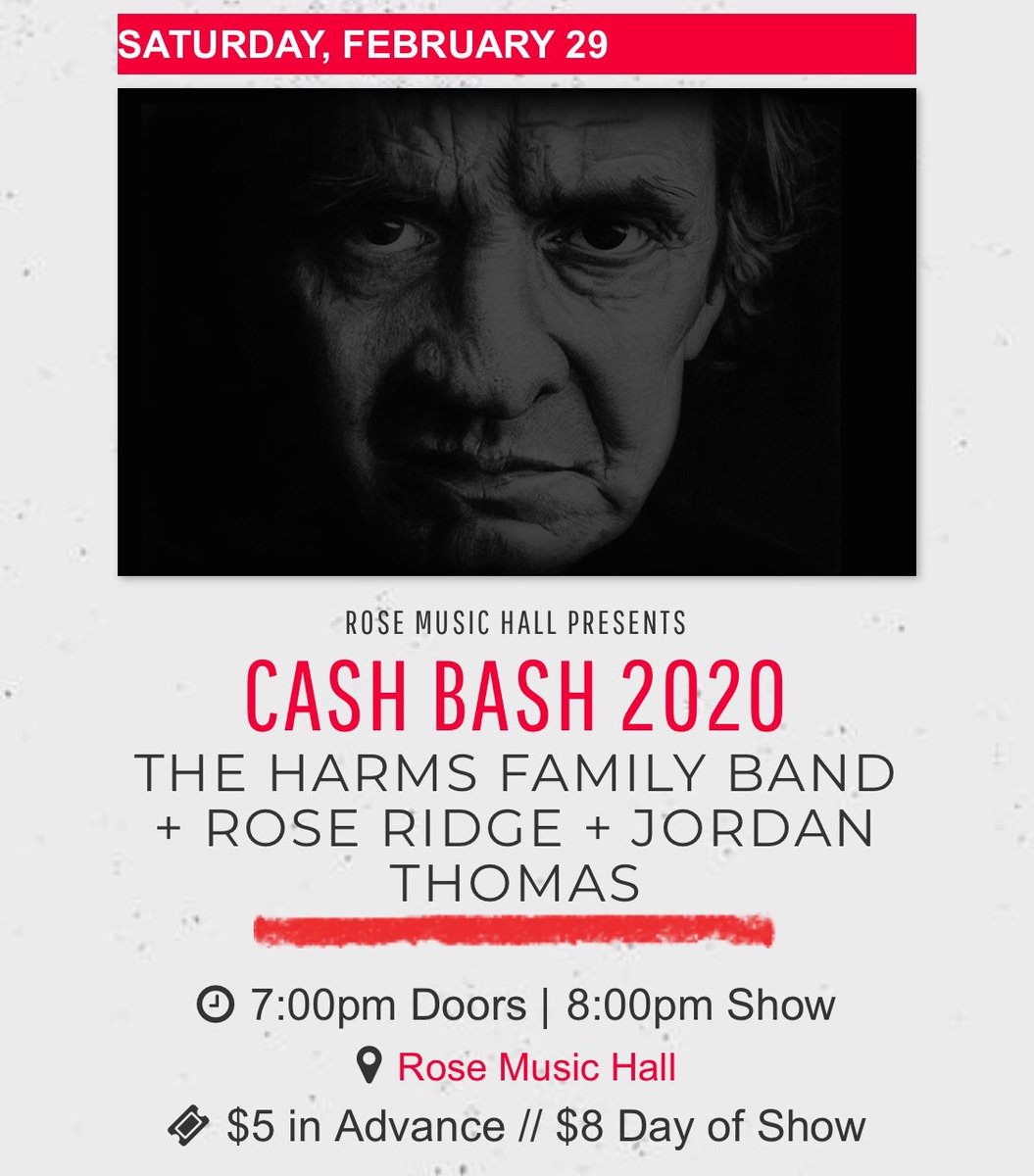 roseridgejcmo's tweet photo. We’re loading up a full band for #cashbash2020 @RoseMusicHall 
Join us for All Cash All Night with our friends Harms Family Band &amp; Jordan Thomas. #livemusic Feb 29th https://t.co/FXw7OztPIk