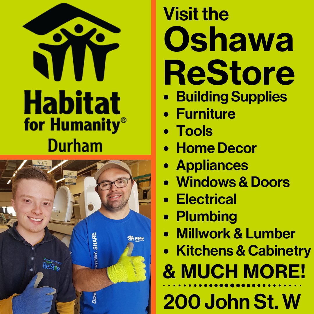HabitatDurham's tweet photo. SHOP. DONATE. VOLUNTEER. Visit our Oshawa ReStore at 200 John St W.
#Uxbridge #DurhamRegion #HFHD #HabitatForHumanityDurham #DurhamRegion #Ajax #Oshawa #Whitby #Pickering #HabitatReStore #ReStoreDurham #HabitatForHumanityReStore
.
https://t.co/cKPs0BJKum https://t.co/hJKqOTEpuQ