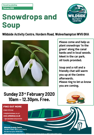 WildsideAC's tweet photo. Volunteers needed on Sunday Feb 23rd from 10am - 12.30pm Help us plant hundreds of snowdrops in the green and then have a warming bowl of soup afterwards The event is free but please call to say you are coming. 01902 572240 #Wolverhampton #wildsideac #lifes betterbywater https://t.co/WcLY9cCUNm