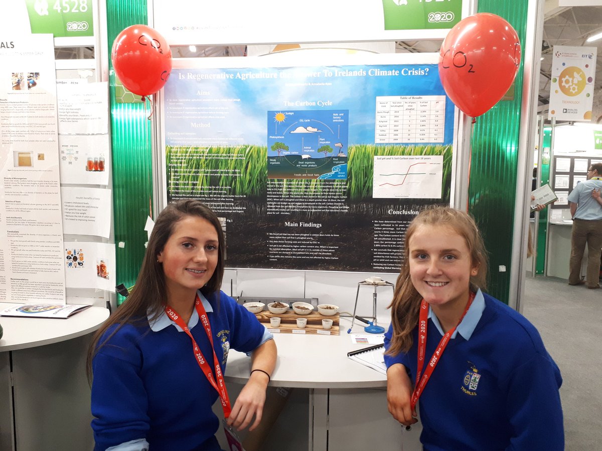 MarcellaConCon's tweet image. Eva McBrearty &amp;amp; Annabelle Ryan from Ursuline Secondary School, Tipperary ask, is regenerative farming the solution to Ireland's climate crisis? #BTYSTE #CreateTodayShapeTomorrow @farmersjournal