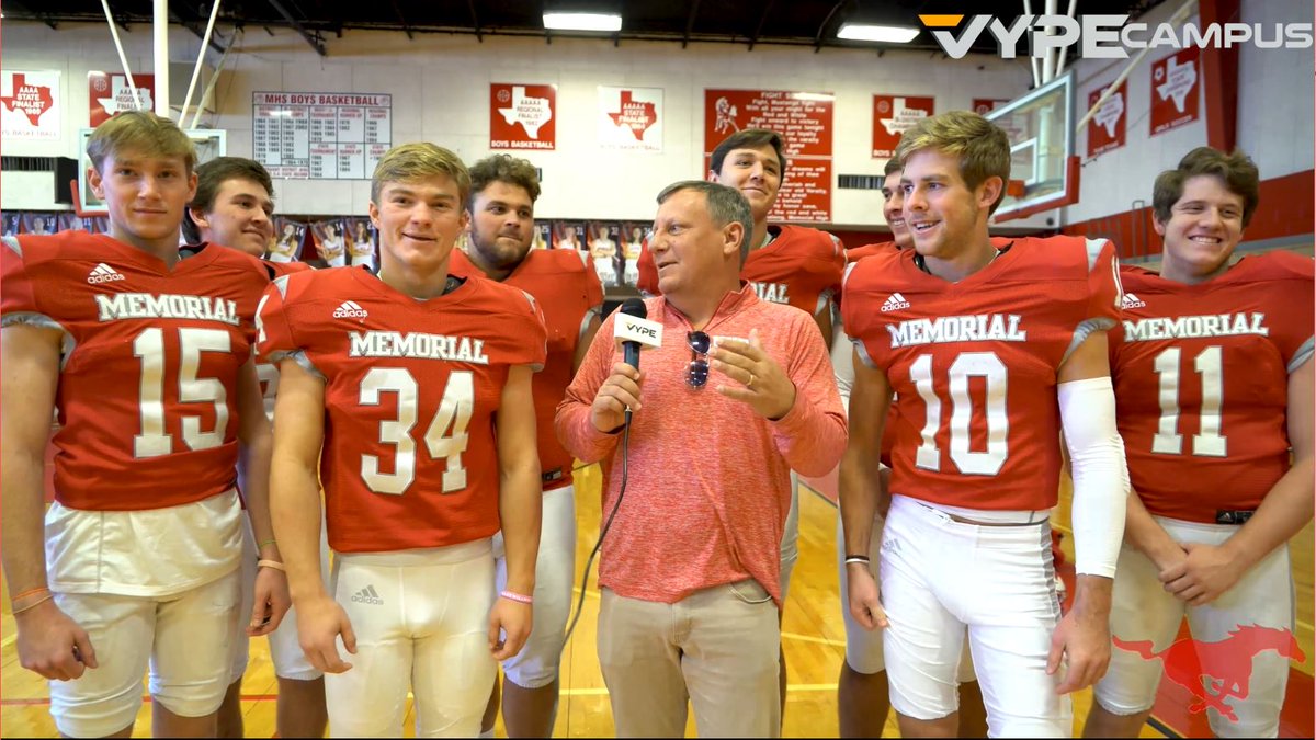 vypehouston's tweet photo. INSIDE THE PROGRAM: Senior-heavy Memorial returned to postseason🏈

The 'Stangs reached the second round before bowing out to the Taylor Mustangs. VYPE caught up with the Mustangs playmakers and coach Gary Koch. #VYPECampus

WATCH:https://t.co/QXsdndEFeE https://t.co/6TFe3bMM8T