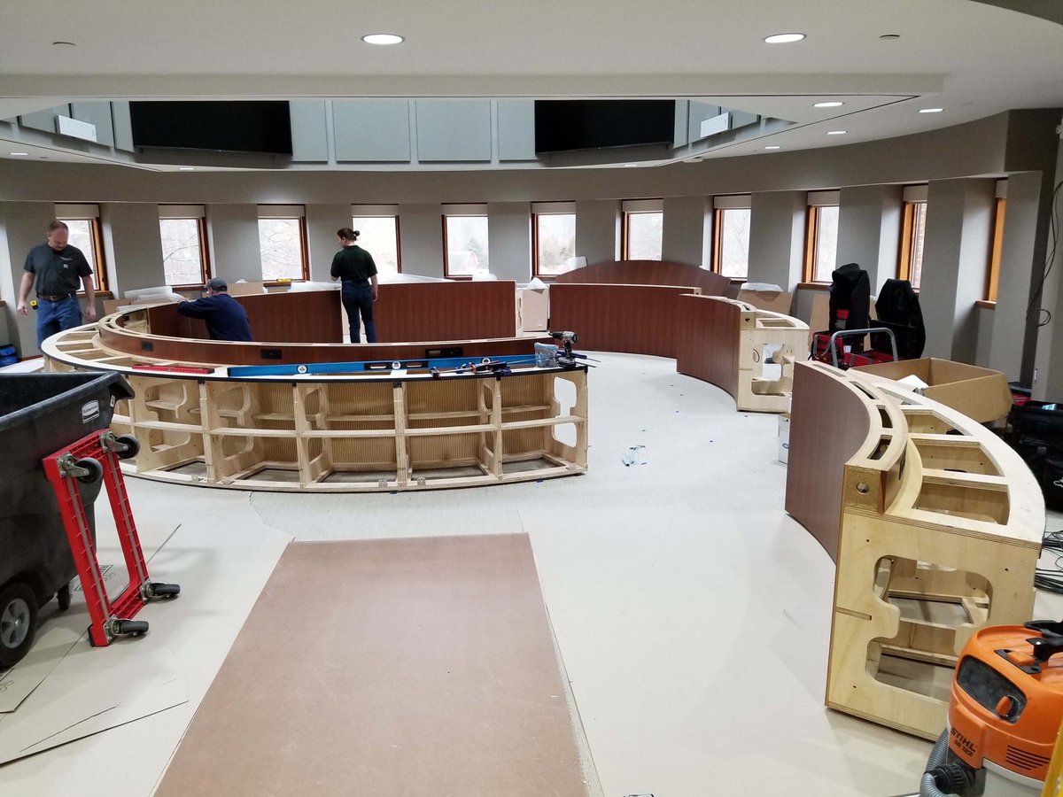 tha_furniture's tweet photo. Just installed an astonishing 282” natural sapele mahogany veneer &amp; @Keilhauer gaby leather open radial table w/ cutback lacquer black edge for @Selective yesterday. Also, check out the process and production drawing for this project. #THABuiltIt https://t.co/E6EfzBFwMZ