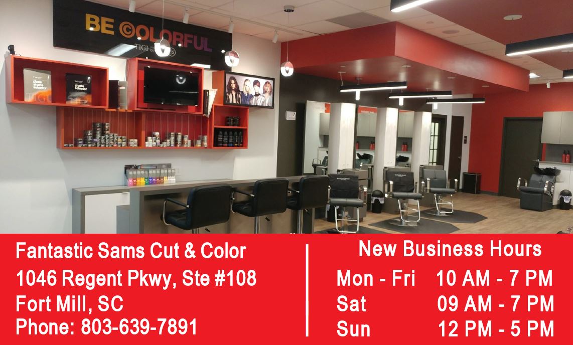 Please take a note of the change in our Business Hours effective from today Jan 8th, 2020.

#fantasticsamsfortmill #cutandcolor #fullservicesalon
#fortmillhighschool #nationfordhighschool
#rockhillhighschool #indianlandhighschool
#fortmillsc #tegacaysc #lakewyliesc