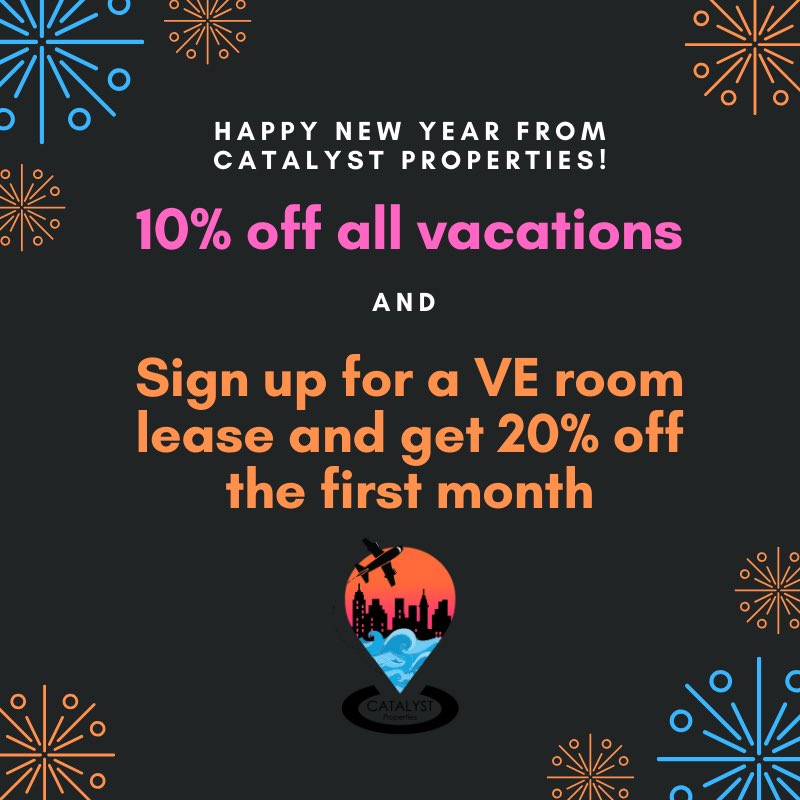 catalystvei's tweet image. We are back! Enjoy a special gift from Catalyst Properties with out New Years sale! ✈️ #catalystproperties #ve