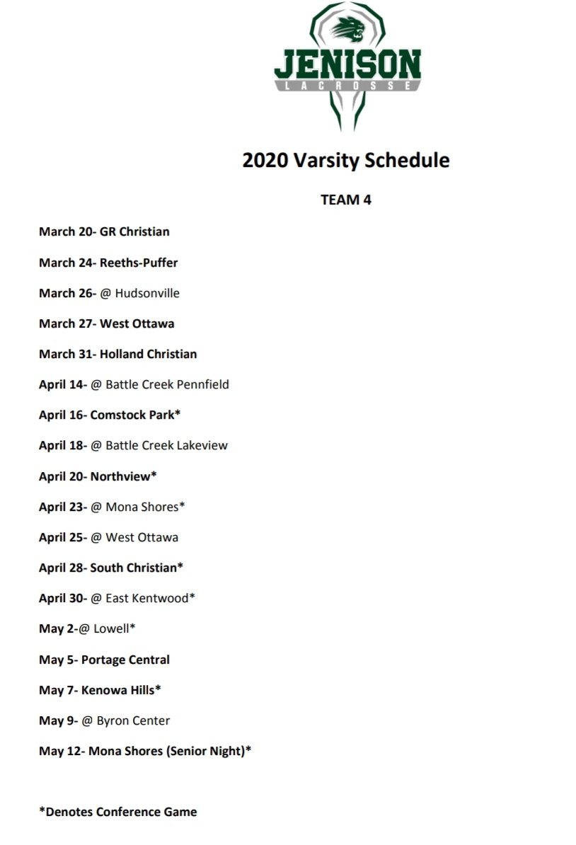 jenisonlacrosse's tweet photo. 2020 Varsity schedule is now complete. Looking forward to getting the season started! #jtownlax #family #onemore #gocats #defendthebanner https://t.co/IqJZEIJSLX