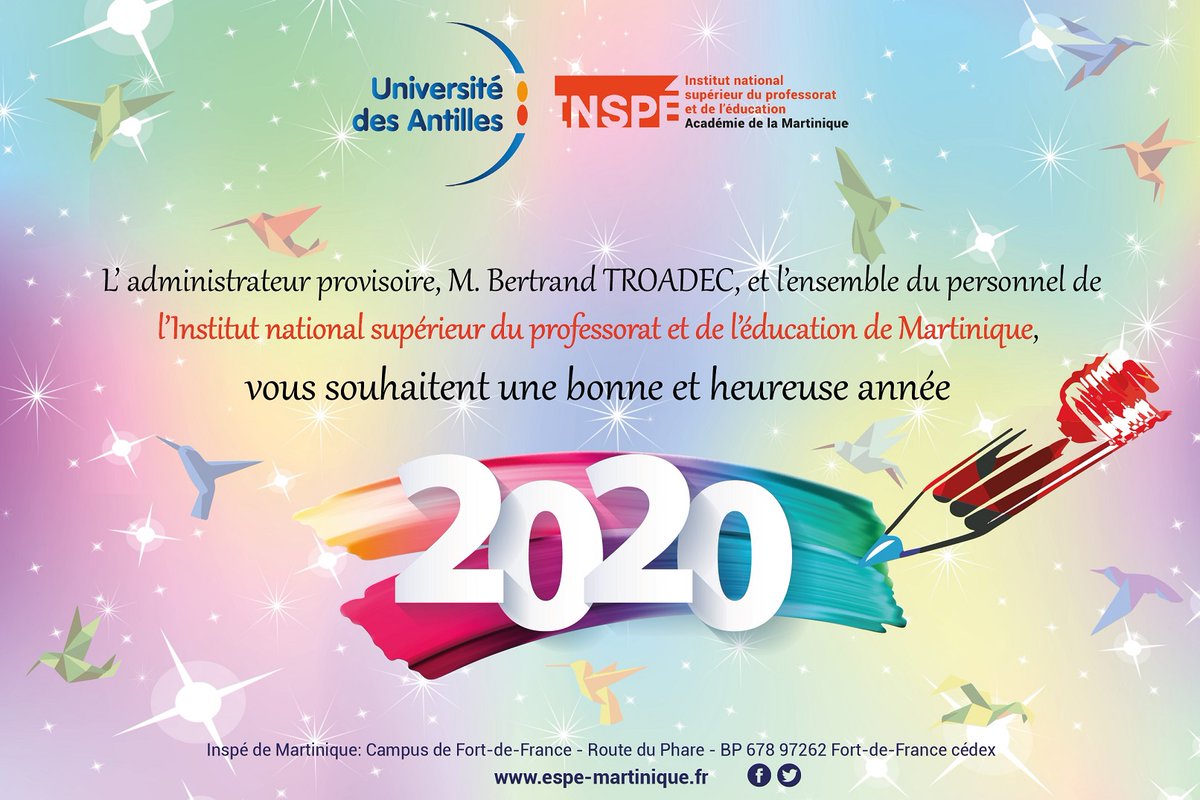 INSPEMartinique's tweet image. #BonneAnnee2020 #Reussitedenosétudiants