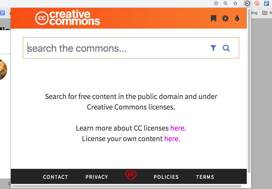 screenshot of new Creative Commons browser extension