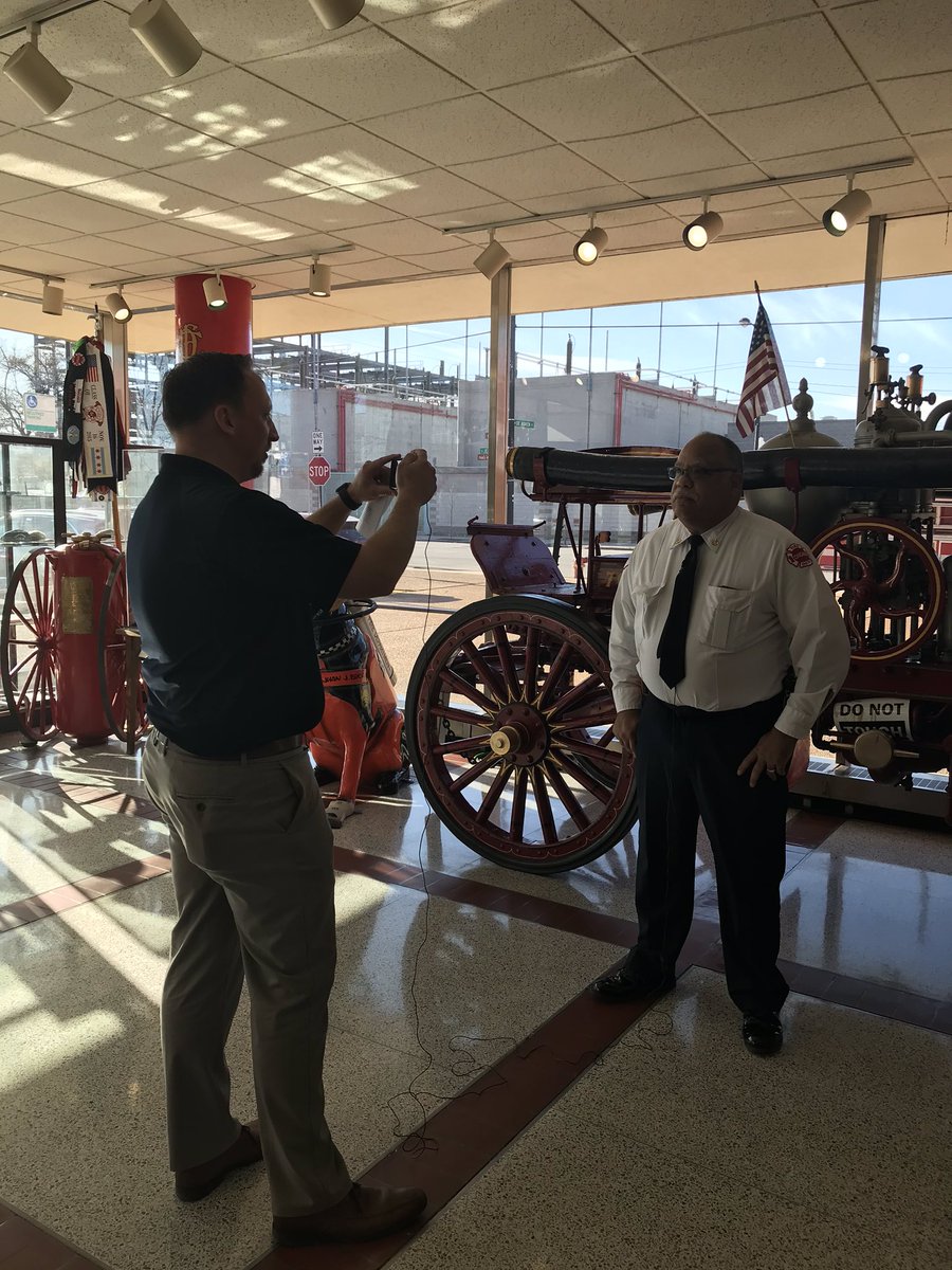 CFDMedia's tweet image. Fire Commissioner Richard C. Ford II being interviewed by OSFM PIO JC Fultz about the importance of preplanning in the fire service. 4-1-8.