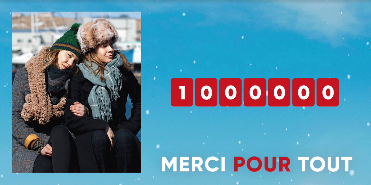 Le #FilmMercipourtout vient d'atteindre le million de dollars au box-office! 🎉

On a pensé à des milliers de façons de vous remercier, mais on préfère simplement vous dire Merci pour tout! 🙏