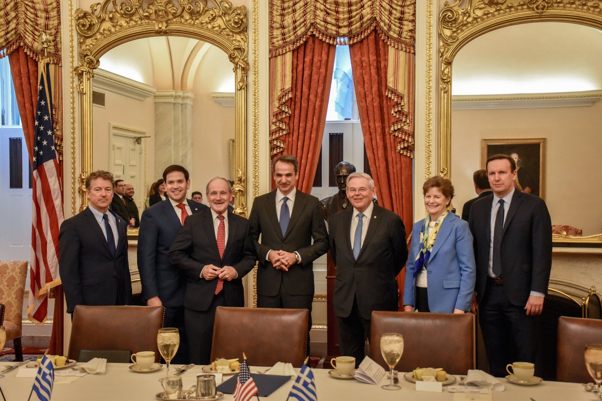 Pleased to welcome Greece’s Prime Minister <a href="/kmitsotakis/">Kyriakos Mitsotakis</a> to the Capitol today to discuss challenges in the #EasternMediterranean and reaffirm our shared commitment to democracy, human rights, and rule of law.