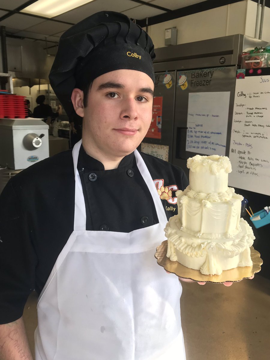 OC_Culinary's tweet photo. Colby completed his senior project today. A miniature wedding cake. Great job Colby! #WeAreOC @OCSuper @ProStart @NRAEF @AthleticCougars @OC_Academics @OCCougarFootbal @OldColonyRVTHS https://t.co/lz9SPuOSoN