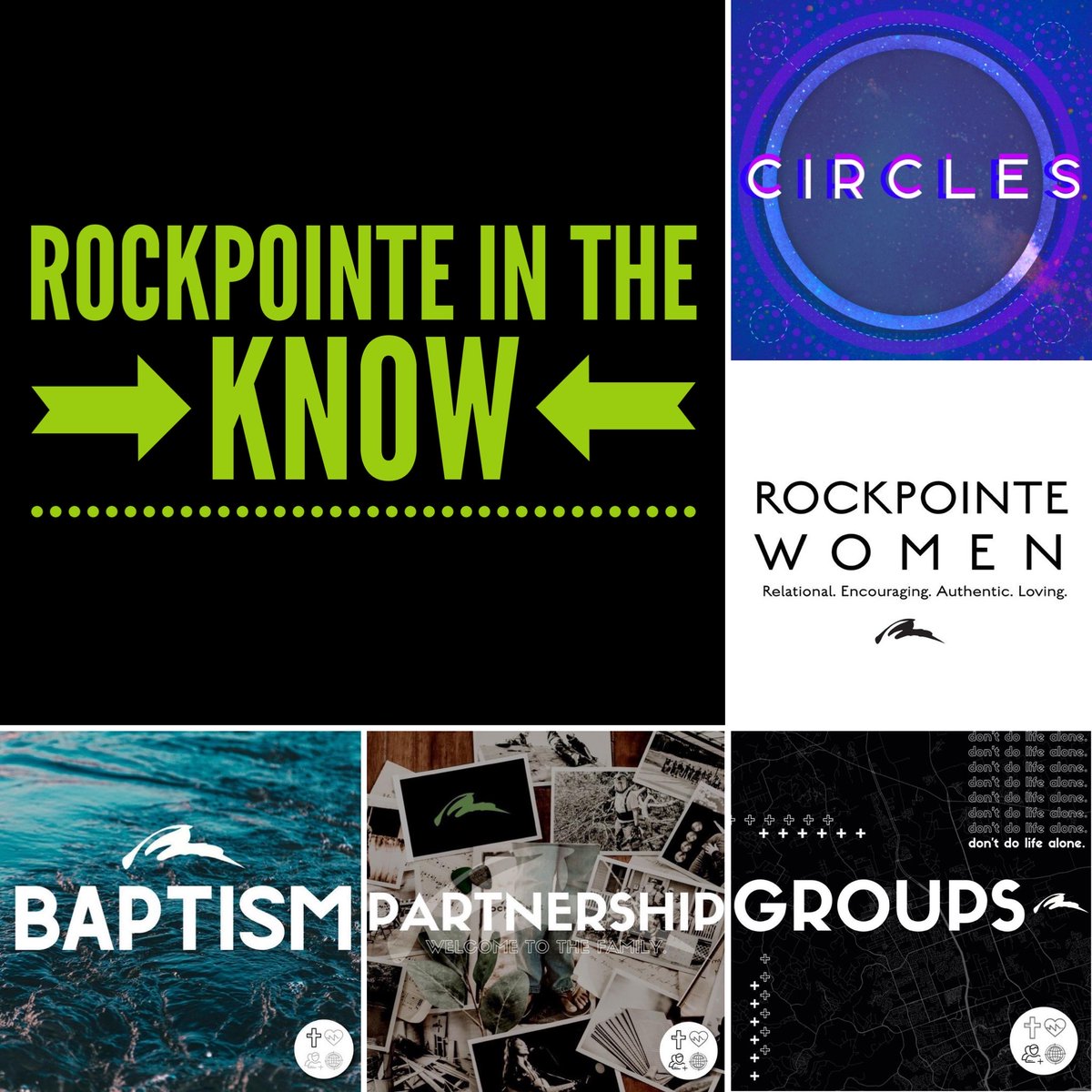 rockpointechrch's tweet photo. We want to keep you up to date on what is happening around RockPointe! 
Circles: Our first series of the year kicks off! 
RP Women: Retreat is Jan 1st - Feb 1st &amp; spots are limited! Sign up now! 
Baptism: Feb 2nd 
Partnership: Jan 19th
Groups: Launch Feb 2nd https://t.co/GXY46XB30b