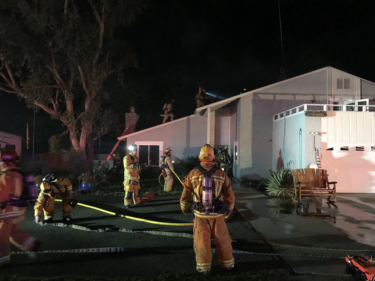 NorthCountyFire's tweet photo. Last night at 10:37 PM, @NorthCountyFire responded to a structure fire in the 1800 block of Gum Tree Lane. There was no threat to our community.  Thank you to @OFA3736 and Camp Pendleton Fire for your assistance on this fire. https://t.co/WOPCyejUim