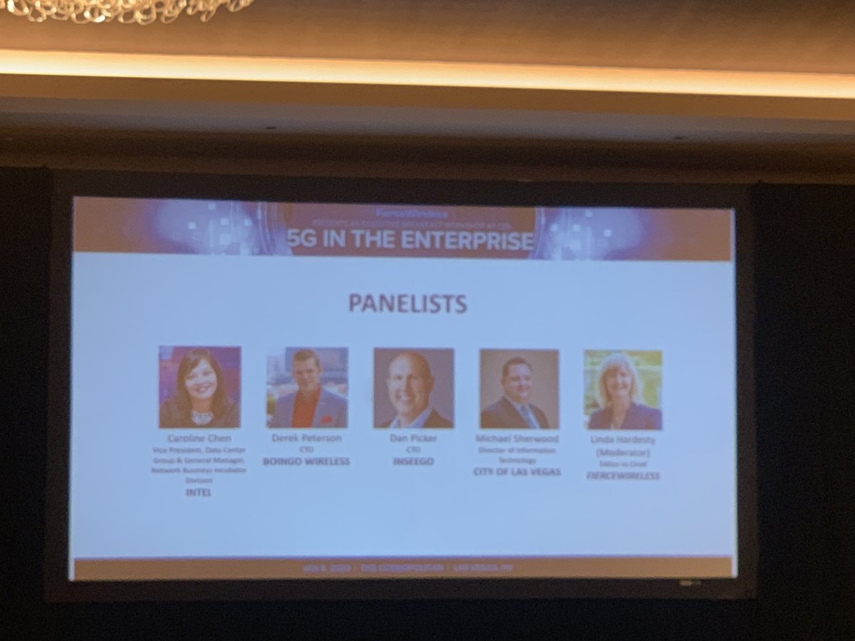 JeffFieldhack's tweet photo. #fiercewireless 5G in enterprise use cases being used TODAY: city of Las Vegas can’t lay fiber fast enough. 5G saves the city money. Smart cameras cheaper than police officers in cars. #CES2020 #5G https://t.co/mlJEThXntp